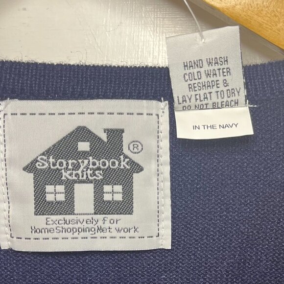 Storybook Knits Woman's Plus-Size Embroider Navy Anchor Nautical Sweater Sz 2x - Picture 5 of 9